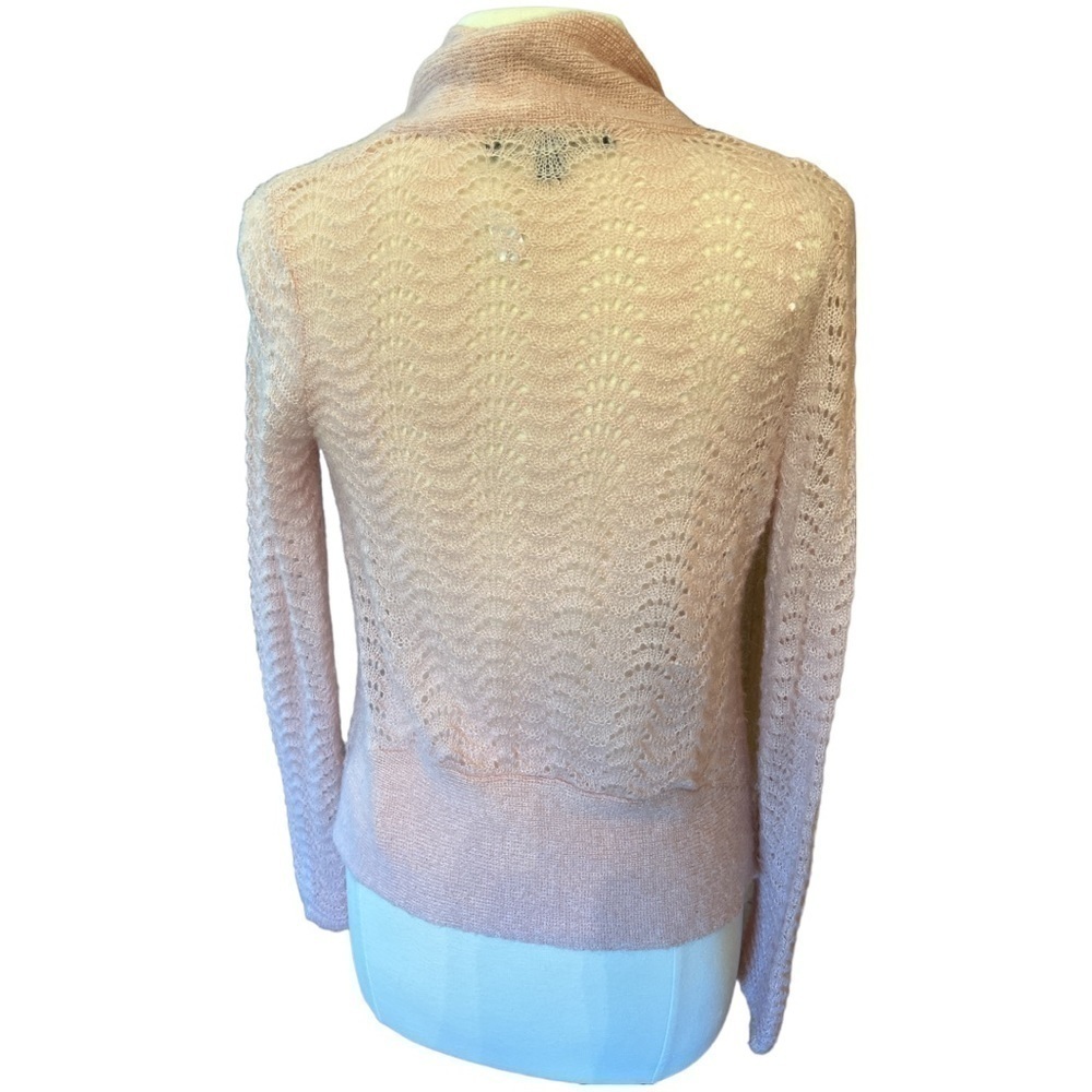 Fever Mohair Cardigan Open Front Loose Knit Soft Pink Petite Small - Picture 3 of 9